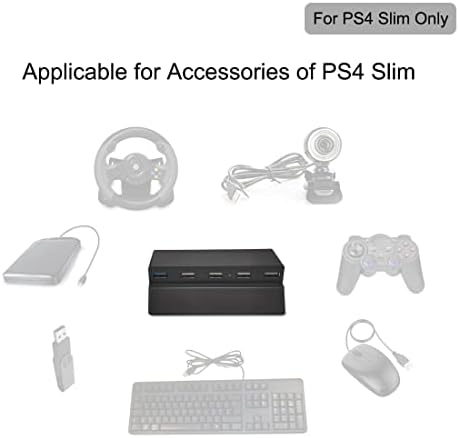 USB центар за PS4 SLIM 5 Ports USB Extender, дополнителен USB порти USB Splitter Expander за PlayStation PS4 тенок