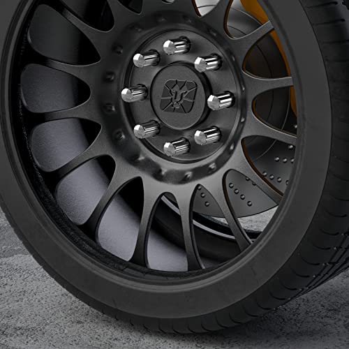 Dynofit 14mmx1.5 Ореви на тркалото, 32x Chrome M14x1.5 Lug Nut, конусна/конусна испакнатост, затворен крај долг продолжен XL Splin