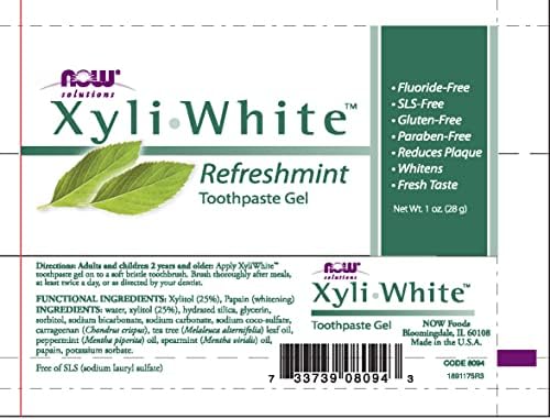 Сега решенија, Xyliwhite ™ гел за паста за заби, освежење, чисти и белици, свеж вкус, 40 единици, цевки од 1 унца