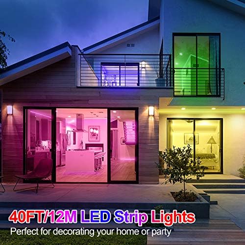Kams Smart LED Лента СВЕТЛА 40FT 5050 RGB LED Лента Светла Боја Менување На Музиката Синхронизација LED Светла СО 44-Клучни Далечински