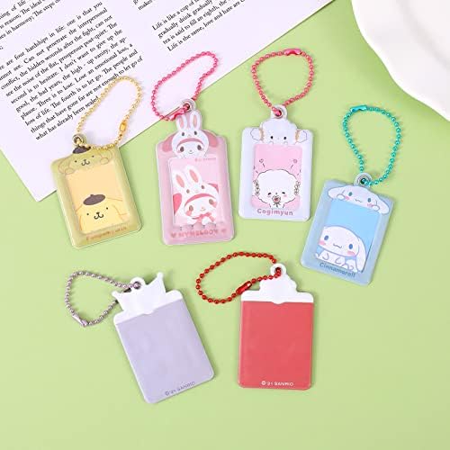 Симпатична Kpop Idol Photocard 1 инч мини држач за картички со ланец водоотпорен PVC Cover Cover Case Photose Pendant, декорација