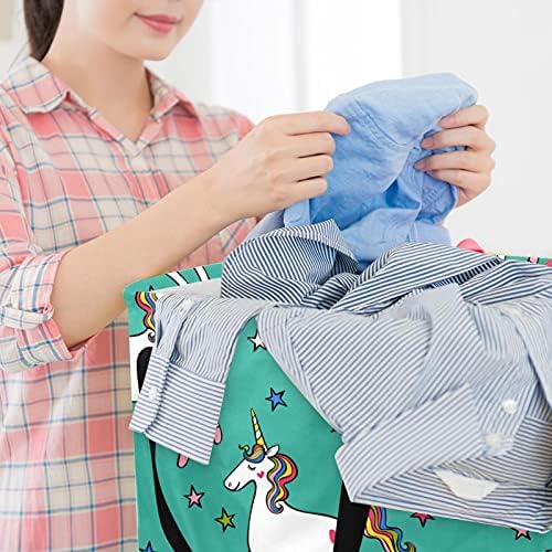 Еднорог коњски starsвезди Модела за перење алишта за перална, голема крпа, корпа за торбички за торбички, преклопени алишта за перење со рачки