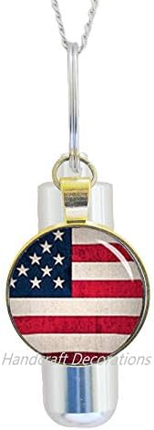 HandcraftDecorations Американско знаме кремирање ѓердан ѓердан во Соединетите држави знаме накит, американски патриотски подарок,
