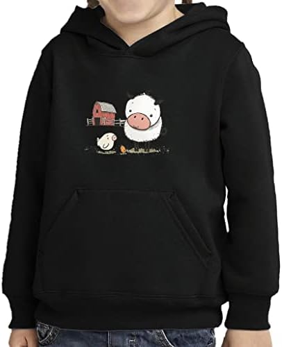 Фарм животински дете пуловер качулка - слатко смешно сунѓерско руно худи - илустрација худи за деца