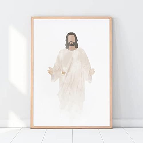Исус платно wallидна уметност Исус Христос сликарство апстрактна христијанска уметност религиозни слики модерно Исус постер