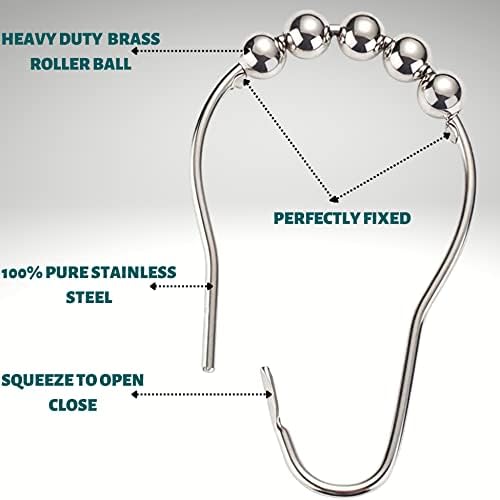 Куки За Завеси за туширање-Комплет од 12 Прстени За Завеси За Туширање-Прстени За Завеси За Туширање Отпорни На ' Рѓа Прстени За Завеси Од Нерѓосувачки Челик За Закач