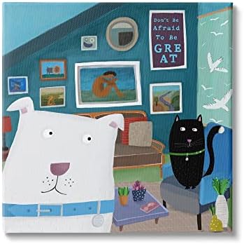 Stuple Industries биде мотивациска фраза семејство миленичиња мачки куче платно wallидна уметност, 17 x 17, мулти-боја