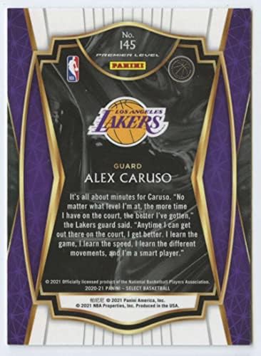 2020-21 Панини изберете сина 145 Алекс Карузо Премиер Ниво Лос Анџелес Лејкерс НБА кошаркарска трговија картичка