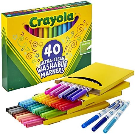 Сет за маркери за миење на Crayola, училишни материјали, маркери за гелови, маркери за прозорци, маркери за широка линија, маркери за печење од 64CT & ултра чиста линија, ма