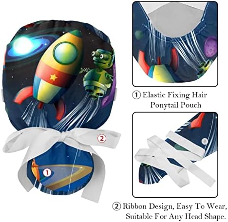 Вселенска ракета и робот 2 компјутери прилагодливи буфонски капи со копчиња и капаци за вратоврска на главата за џемпери