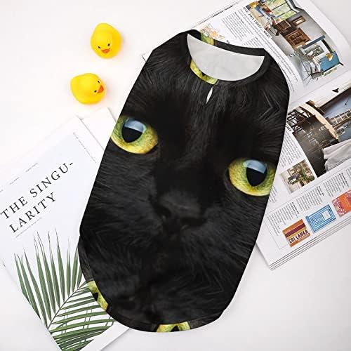 Кошули со црна мачка со жолти очи, пулвер кучиња облека, јакна за џемпери за маички за мали средни кучиња и мачки м