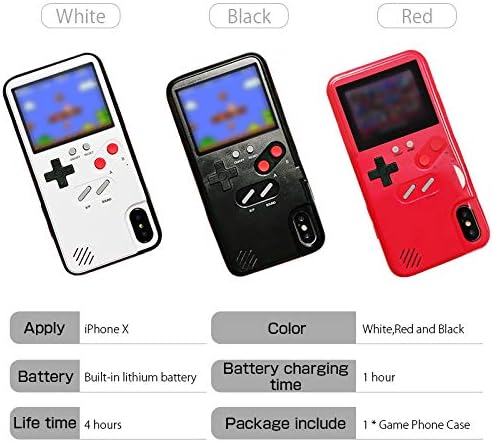 ПЛАФУЕТО Ретро 3д Игра-момче со 36 Мали Игри Покритие Отпорен На Удари Конзола Боја Екран за iPhone Xs MAX 8/8s Плус Црна