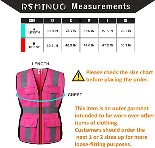 Рсминуо Рефлектирачки Безбедносен Елек За Жени, Женска Работна Облека Што Дише Со Висока Видливост Со Џебови и Патент
