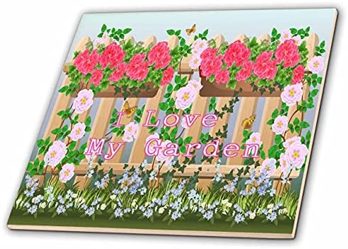 3дроза Слика На Ја Сакам Мојата Градина Со Розови И Розови Цвеќиња-Плочки