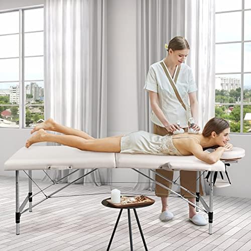 Јахх 84 l Преносен масажа за масажа прилагодлив салон спа кревет w/носење бело/црно