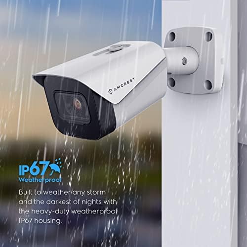 Amcrest Ultrahd 4K Outdoor Bullet PoE IP камера, 3840x2160, 98ft NightVision, 2,8 mm леќи, IP67 водоотпорен, снимање на MicroSD, бело