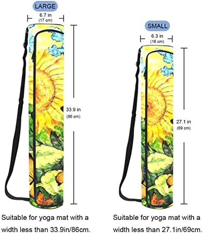 Маслена слика Сончоглед Пеперутка Јога Мат Торби Целосна Поштенски Јога Носење Торба За Жени Мажи, Вежба Јога Мат Превозникот Со Прилагодливи
