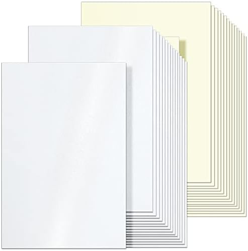 Охуху 8,5 x 11 Бела треперлива картона дебела хартија 100 листови + 100 листови крем обоен картон 8,5 x 11