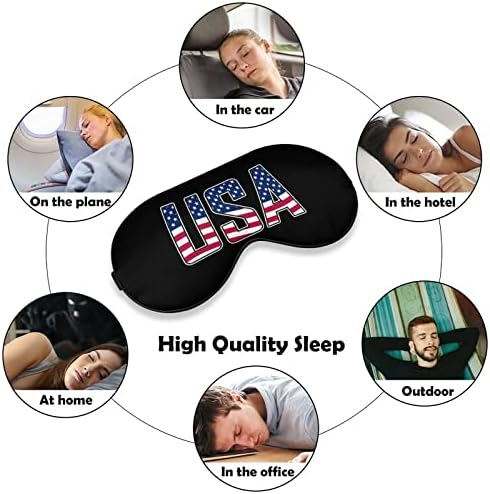 Соединетите Американски Држави или текст со американско знаме за спиење за слепите маски за слепите сенка на окото Смешно ноќно покритие со прилагодлива