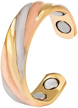 Магвиваце бакарен прстен за жени за артритис и зглобови, чист бакарен магнетна терапија прстен, 3500 гаус магнет
