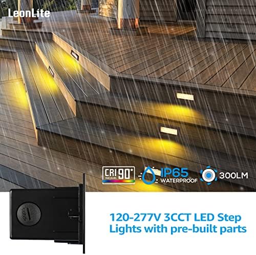 LEONLITE Dimmable LED-светлосни светла 120V-277V, 2700K/3000K/4000K 3CCT Selectable, 4,5W 300LM анти-сјајни предводени чекори