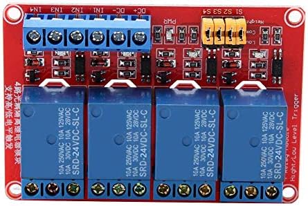 Fafeicy 4 канали Optocoupler Relay Module Board со изолација на Patch Photocoupler Висока или ниска активирање 5V/12V/24V, реле