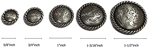 Токсична џунгла западна класична биволска глава никел декоративен кончо, украс за кожено седло/појас/ќебе за седло/капаче/паричник, антички сребро, 0,8 '' инч, сет од 2