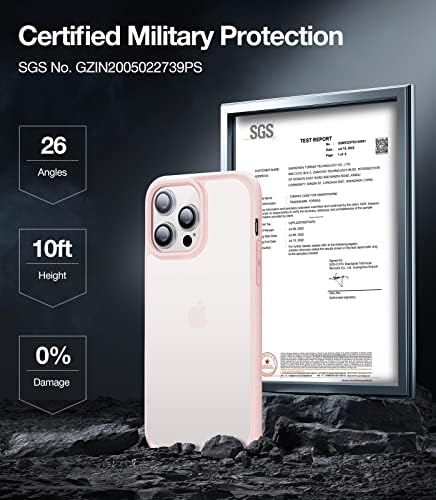 Torras Shockproof Дизајниран За Iphone 14 Pro Случај, [Тестиран Воено Одделение] Проѕирен Мат Тврд КОМПЈУТЕР Назад Со Мек Силиконски Раб Тенок
