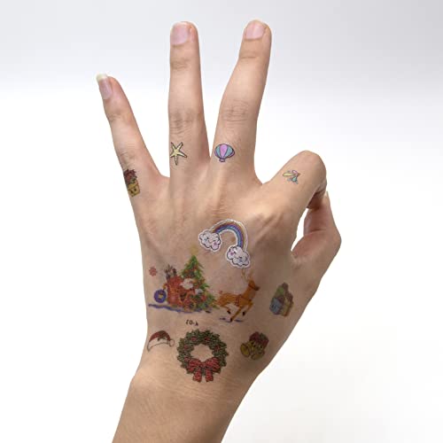 Налепници за привремени тетоважи на возрасни и деца, повеќе од 200 парчиња, специјален фонд за Божиќен еднорог, погоден за секоја забава.