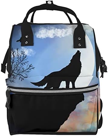 Пелена Промена на ранци за мама црно-волк-во планина за патувања со чанти за чанти за пелена