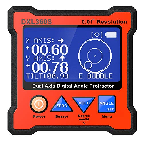 Дигитален Protractor DXL360S Gyro + Gravity 2 во 1 дигитален LCD протоктор инклинометар двојна оска ниво кутија 0,01 ° Резолуција