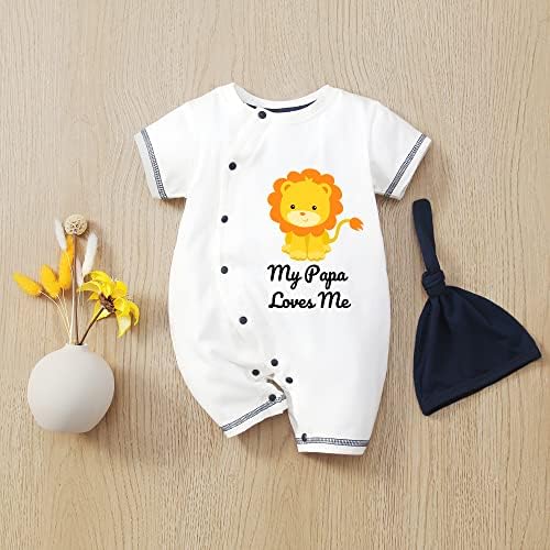 Новороденото момче на HTERDR облекува памучно момче облека, симпатична лав унисекс, смешно бебе девојче бебето каросерија 0-24 месеци