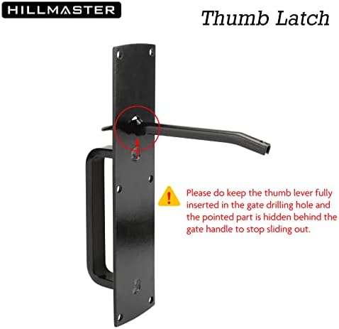 Hillmaster Thumb Gate Latch за дрвена ограда, само -затворена порта за оградување со рачка, тешка врата врата за заклучување на вратата за заклучување на хардвер за надворешна г