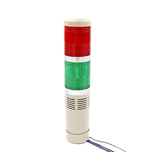 Индикатор за предупредување на Baomain LIGHT 90DB RED GREEN 24V R/G LED индустрија кула сигнал LTA-502TJ