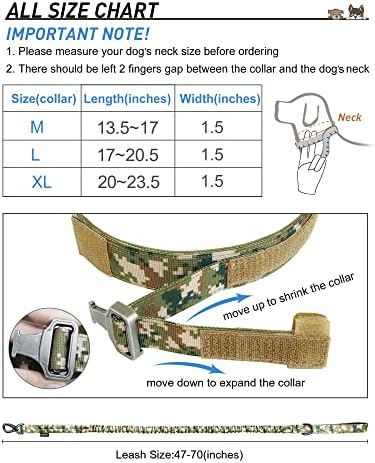 Тактичка Јака за Кучиња и Поводник хотски, Тешка Воена Јака За Кучиња Со Воздушна Ознака Со Рачка и Метална Тока за Обука и Одење,