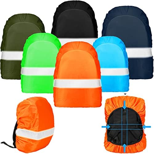 Woanger 6 парчиња водоотпорна обвивка за дожд за ранец со рефлексивна лента 20-60 l Ultralight Rainproof ранец на ранецот Прилагодлив