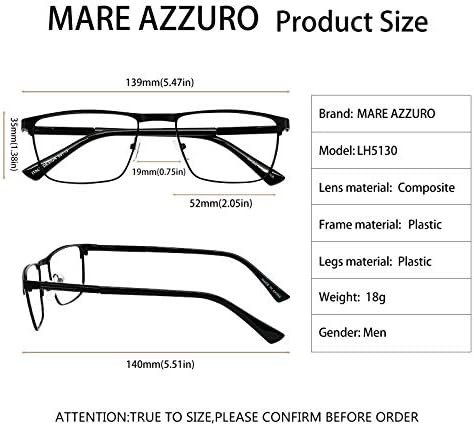 Дизајнер на кобили Азуро за читање очила за мажи Метал читатели 1.0 1,5 2.0 2.5 3.0 3.5