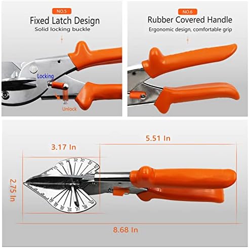 Митриски ножици- Мултифункционални митрали за склопување за аголно сечење на обликување и трим, прилагодливи на 45 ° -135 ° со безбедносно заклучување, рачни алатки з?