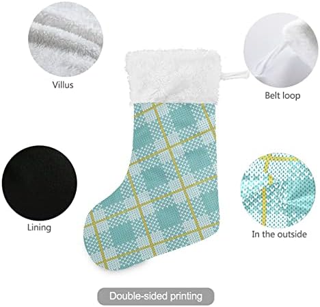 Алаза Божиќни чорапи Теал Бафало Проверете Класичен персонализиран големи декорации за порибување за семејни сезонски празници Декор 1 пакет,