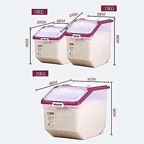Кутија за складирање кујна со голем капацитет со тркала од ориз од барел барел запечатен крцкав-15 кг