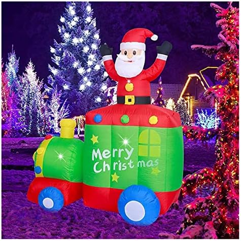 Пифуд Татко Божиќ Божиќ Божиќ на надувување Дедо Мраз со играчки за воз Божиќна отворена декорација градинарски реквизити за забави украси