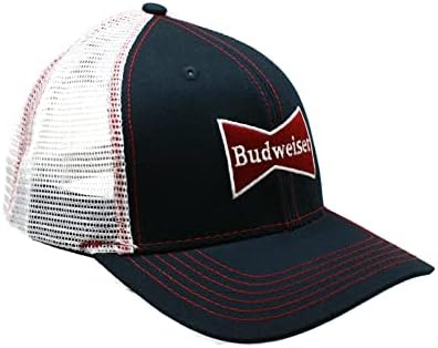 Budweiser Bowtie Логото Решетката Назад Памук Twill Snapback Капа Црна