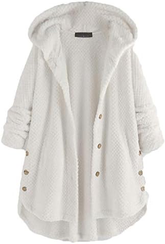 Andongnywell женско палто, обичен руно, нејасно фаузирање на топло зимско јакни за надворешна облека со џебови