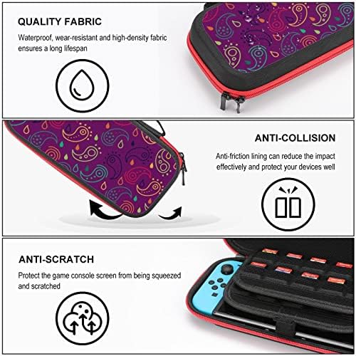 Апстрактна шема на Paisley Carry Case Case Tagn Switch Travel Shell Pouch за додатоци и игри