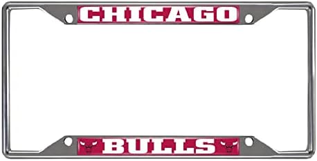 FanMats 14847 Chicago Bulls Chrome Metal Recarty Plate, Team Colors, 6.25in x 12.25in