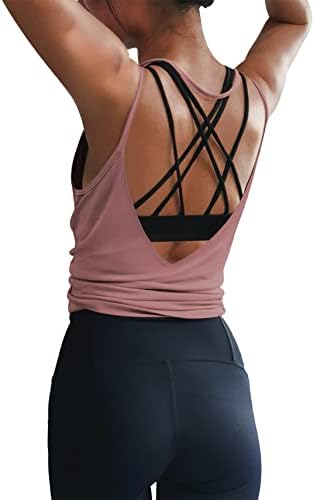 Кошули за вежбање на Lexislove за жени секси отворено враќање на облеката за вежбање со активни облеки, спортски јога резервоар врвови