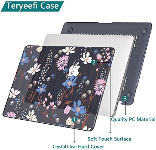 Teryeefi за MacBook Pro Retina 13 Inch Case 2015 2013 2012 Model A1502/A1425, 4in1 Пластична тврда школка кутија и тастатура за покривање на кожата и приклучокот за прашина, ботанички цветни