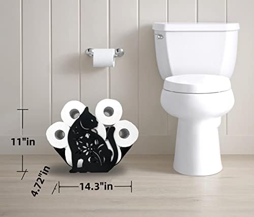 Држач за мачка со црна метална тоалетна тоалета, држачи за животински хартии, декоративен држач за метална хартија, смешно складирање на