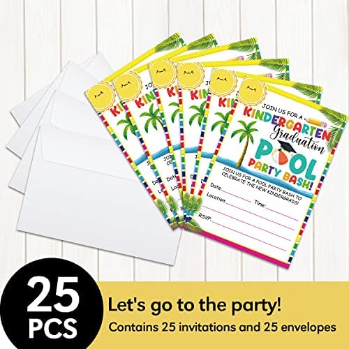 25 Парчиња Картички За Покана За Дипломирање Со Пликови за Дипломиран Градинка-Базен - 2023 Материјали За Забава За Дипломирање - Прослава На Градинка-МА073