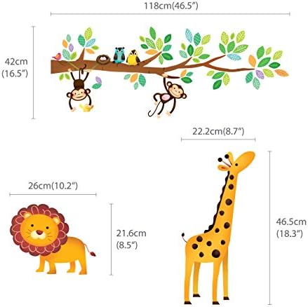 ДЕКОВАЛ ДВ-1402 Мали Мајмуни Дрво И Животни Табела За Раст На Висината Детски Ѕидни Налепници Ѕидни Налепници Кора И Стап Отстранливи